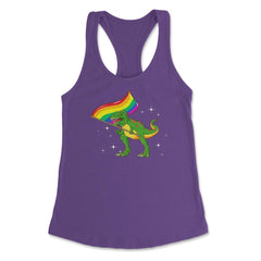 T-Rex Dinosaur with Rainbow Pride Flag Funny Humor Gift design - Purple
