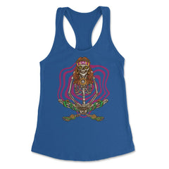 Skeleton Hippie with Psychedelic Sunflowers and Peace Signs print