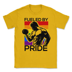 Fueled by Pride Gay Pride Iron Guy2 Gift product Unisex T-Shirt - Gold