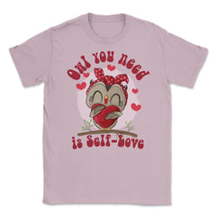 Owl you need is Self-Love! Cute Kawaii Owl Hugging Heart graphic - Light Pink
