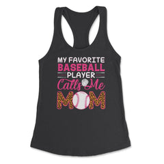 My Favorite Baseball Player Calls Me Mom Mama Mom Leopard print - Black