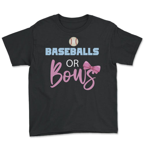 Funny Baseball Or Bows Baby Boy Or Girl Cute Gender Reveal graphic - Black