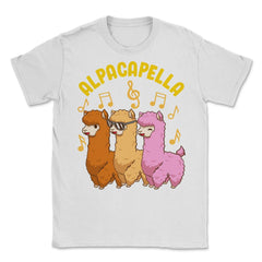 Alpacapella Funny Alpaca Pun Singing Llamas Acapella Meme design - White