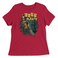 Zombie Hand Holding A Beer With Beer Please Quote product - Women's Relaxed Tee - Red