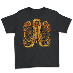 Steampunk Gears Female Boots - Unique Style For The Bold graphic - Youth Tee - Black