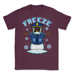 Freeze Police Snowman Hilarious Christmas Police Officer product - Maroon