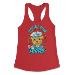 Yorkshire Sailor Navigating the Waves Yorkie Puppy print Women's - Red