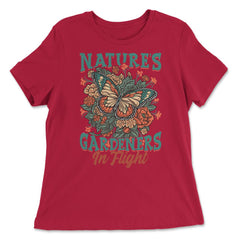 Pollinator Butterfly & Flowers Cottage core Aesthetic product - Women's Relaxed Tee - Red