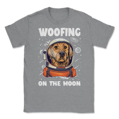 Labrador Astronaut Woofing on the Moon Lab Puppy print Unisex T-Shirt - Grey Heather