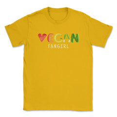 Vegan Fangirl Vegetable Lettering Cool Design print Unisex T-Shirt - Gold