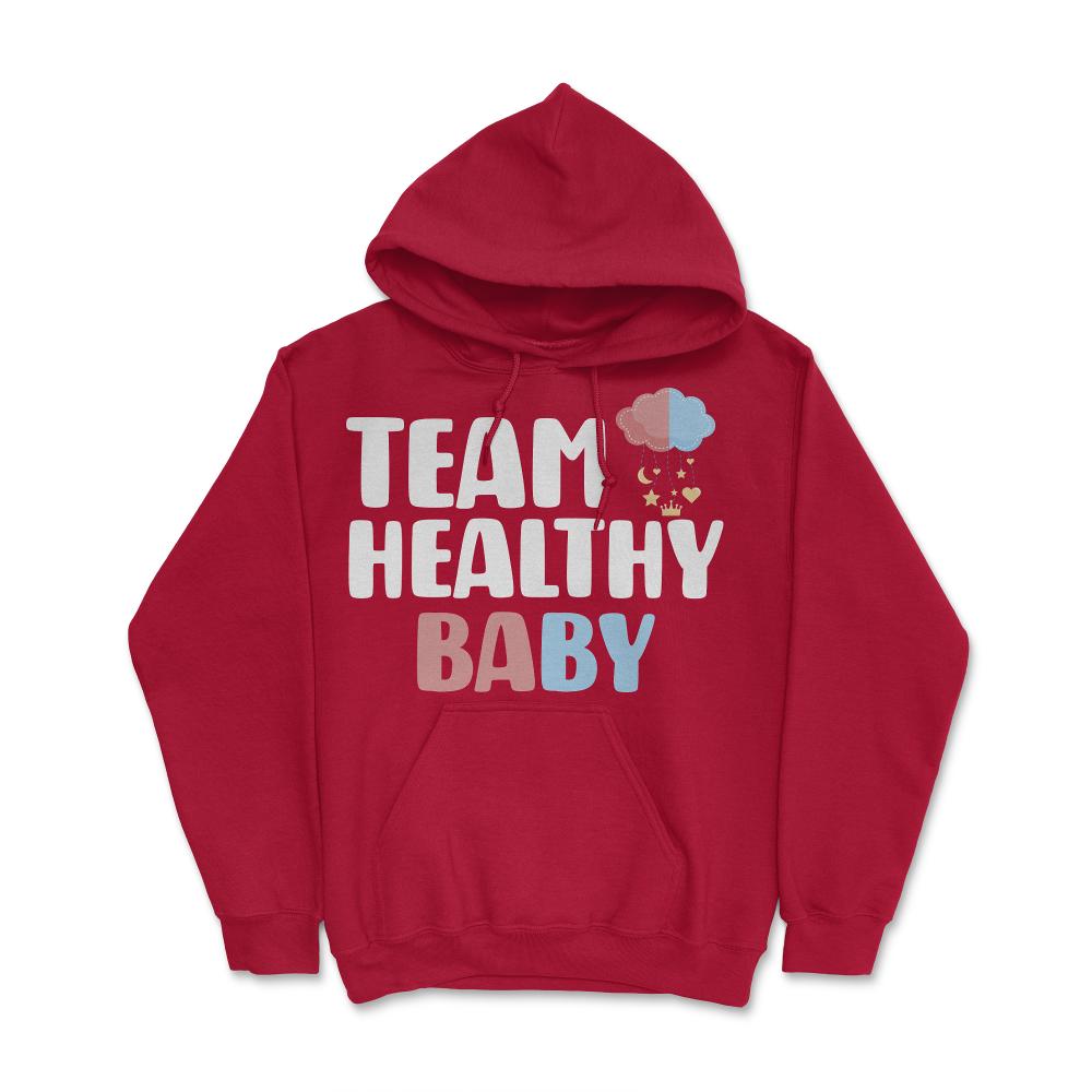 Funny Team Healthy Baby Boy Girl Gender Reveal Announcement design - Red