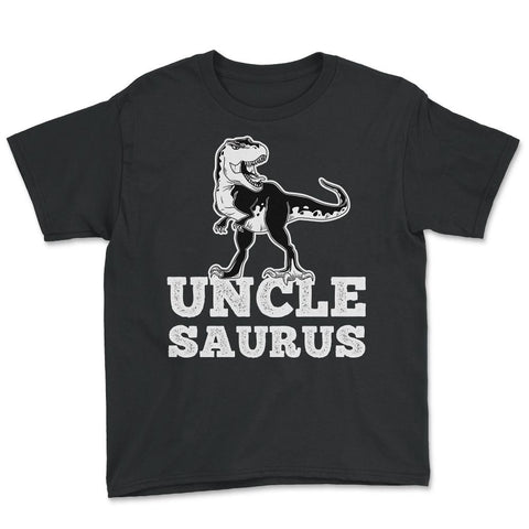Funny Uncle Saurus T-Rex Dinosaur Lover Nephew Niece design Youth Tee - Black