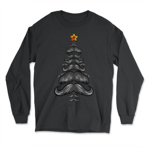 Christmas Tree Mustaches For Him Funny Matching Xmas product - Long Sleeve T-Shirt - Black