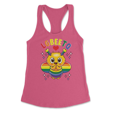 LGBEETQ Cute Bee in Rainbow Flag Colors Gay Pride print Women's - Hot Pink