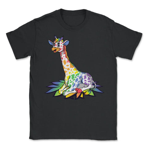 Rainbow Giraffe Gay Pride Gift product Unisex T-Shirt - Black
