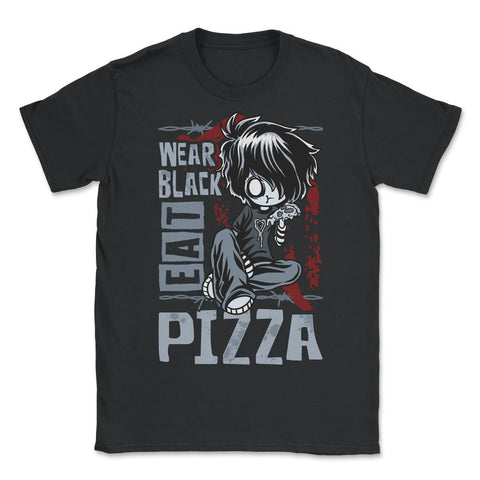 Wear Black Eat Pizza Emo Japanese Sad Anime Boy Emo product - Unisex T-Shirt - Black