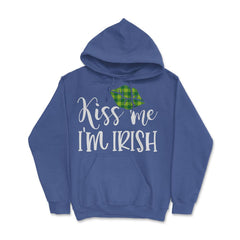 Kiss Me I’m Irish Green Lips Saint Patrick’s Day Women graphic Hoodie - Royal Blue