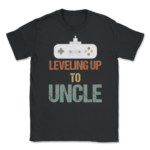 Funny Leveling Up To Uncle Gamer Vintage Retro Gaming print Unisex - Black