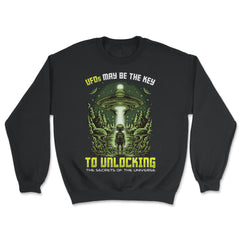 Alien Design UFO Ship - Unlocking Secrets Of The Universe print - Unisex Sweatshirt - Black