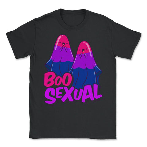 Boo Sexual Bisexual Ghost Pair Pun for Halloween print Unisex T-Shirt - Black