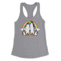 Rainbow Gay Penguin Family Cute Pride Gift graphic Women's Racerback - Grey Heather