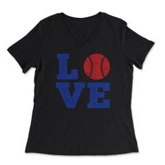 Funny Baseball Lover Love Coach Pitcher Batter Catcher Fan product - Women's V-Neck Tee - Black