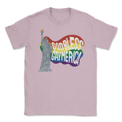 God Bless Gaymerica Statue Of Liberty Rainbow Pride Flag design - Light Pink