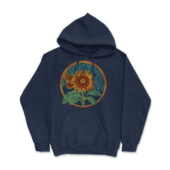 Stained Glass Art Sunflower Colorful Glasswork Design design - Hoodie - Navy
