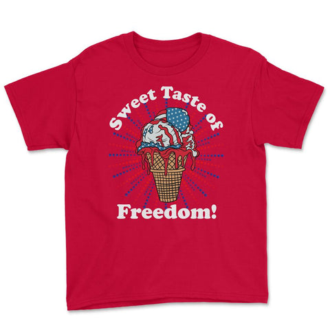 Patriotic Ice Cream Cone American Flag Independence Day graphic Youth - Red