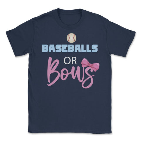 Funny Baseball Or Bows Baby Boy Or Girl Cute Gender Reveal graphic - Navy