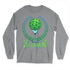 Pickleball Day Drinking Funny graphic - Long Sleeve T-Shirt - Grey Heather