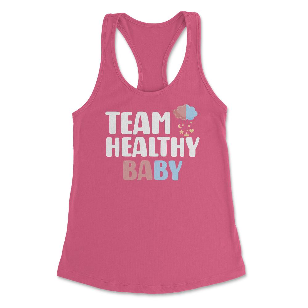 Funny Team Healthy Baby Boy Girl Gender Reveal Announcement design - Hot Pink