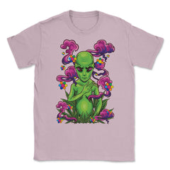Alien Hippie Smoking Marijuana Hilarious Groovy Art print Unisex - Light Pink