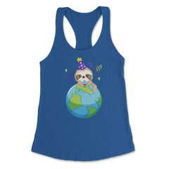 Happy Earth Day Sloth Funny Cute Gift for Earth Day design Women's - Royal