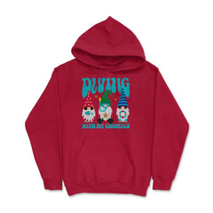 Diving with my Gnomies Funny Gnomes Beach Style design Hoodie - Red