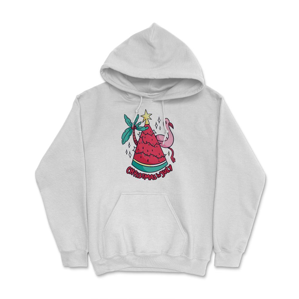 Christmas in July Funny Summer Xmas Tree Watermelon design Hoodie - White
