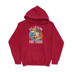 Vacation Por Favor Kawaii Pug With Sunglasses Funny graphic Hoodie - Red