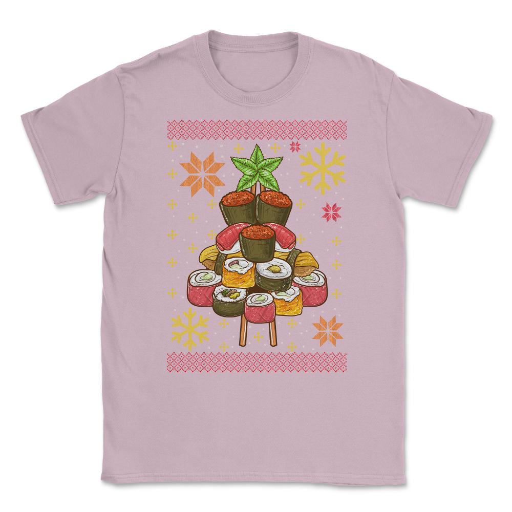 Sushi Ugly Christmas Tree Sweater Style Funny Humo Unisex T-Shirt - Light Pink