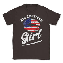 All American Girl Patriotic USA Flag Grunge Style graphic Unisex - Brown