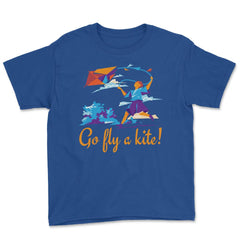 Go fly a kite! Kite Flying Design product Youth Tee - Royal Blue