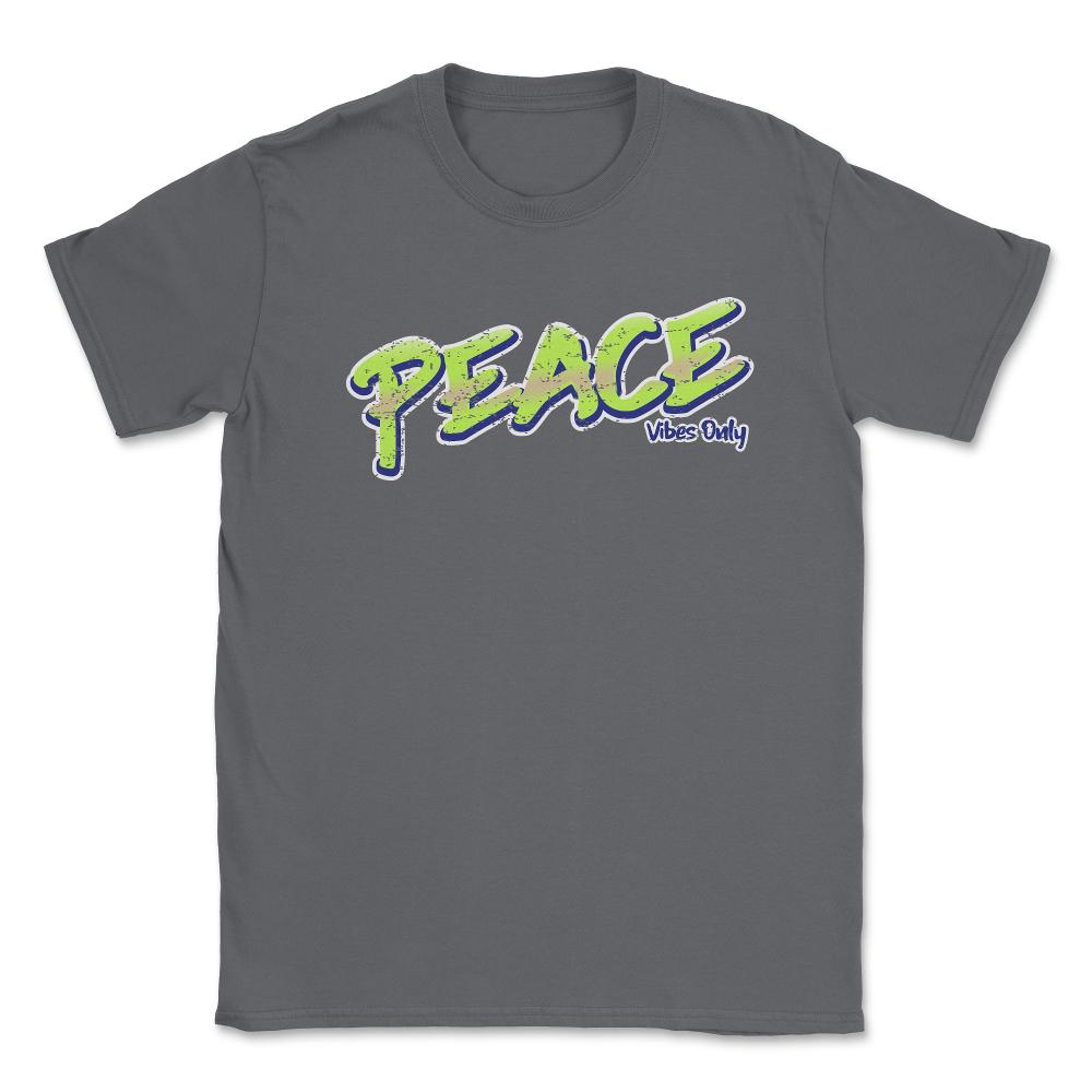 Peace Vibes Only Words Colorful Peace Day Design print Unisex T-Shirt - Smoke Grey