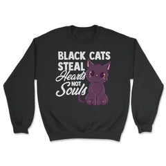 Black Cats Steal Hearts Not Souls Kawaii Black Kitten design - Unisex Sweatshirt - Black
