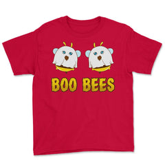 Boo Bees Halloween Ghost Bees Characters Funny Youth Tee - Red