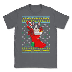 Bulldog Ugly Christmas Sweater Funny Humor Unisex T-Shirt - Smoke Grey