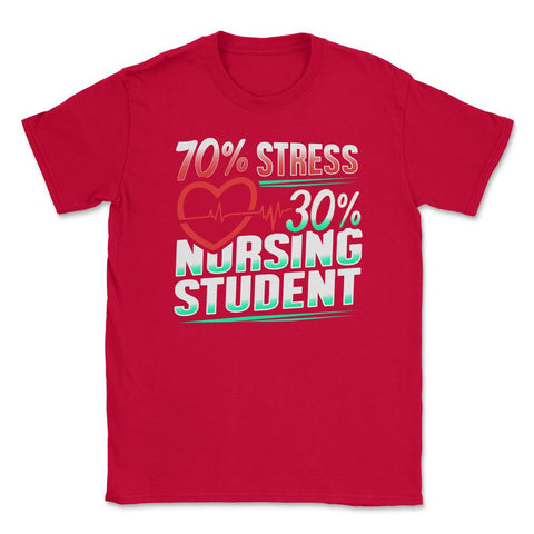 70% Stress 30% Nursing Student T-Shirt Nursing Shirt Gift Unisex - Red