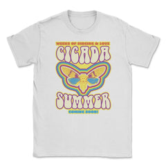 Cicada Summer Retro Vintage Art Meme design Unisex T-Shirt - White