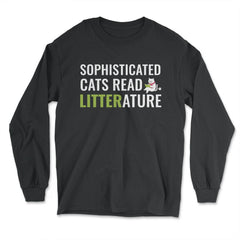 Sophisticated Cat Reading a Book Funny Gift product - Long Sleeve T-Shirt - Black