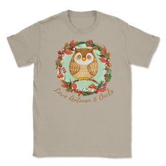 Love Autumn and Owls Cute Fall Design print Unisex T-Shirt - Cream