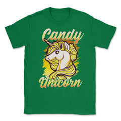 Candy Corn Unicorn Halloween Funny Candy Unicorn Unisex T-Shirt - Green