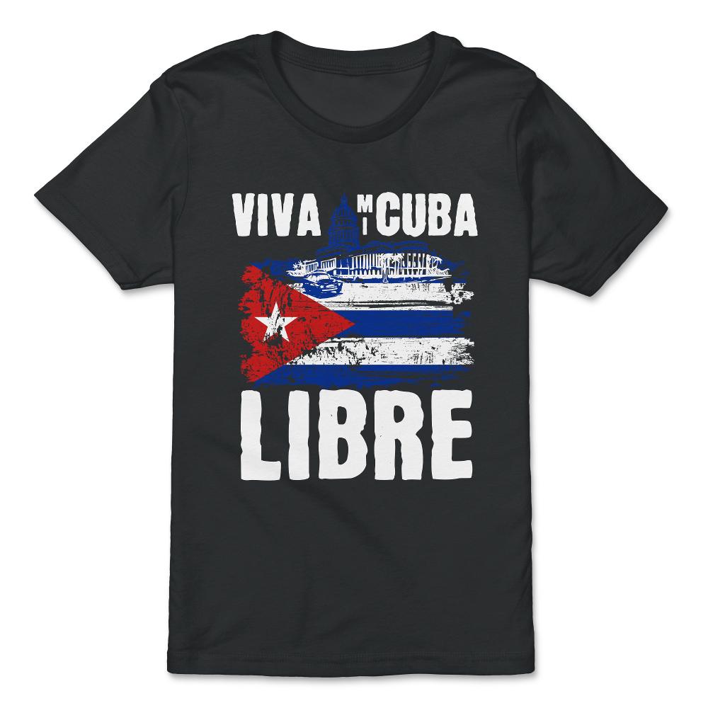 Viva Mi Cuba Libre La Habana Capitol & Cuban Flag graphic - Premium Youth Tee - Black